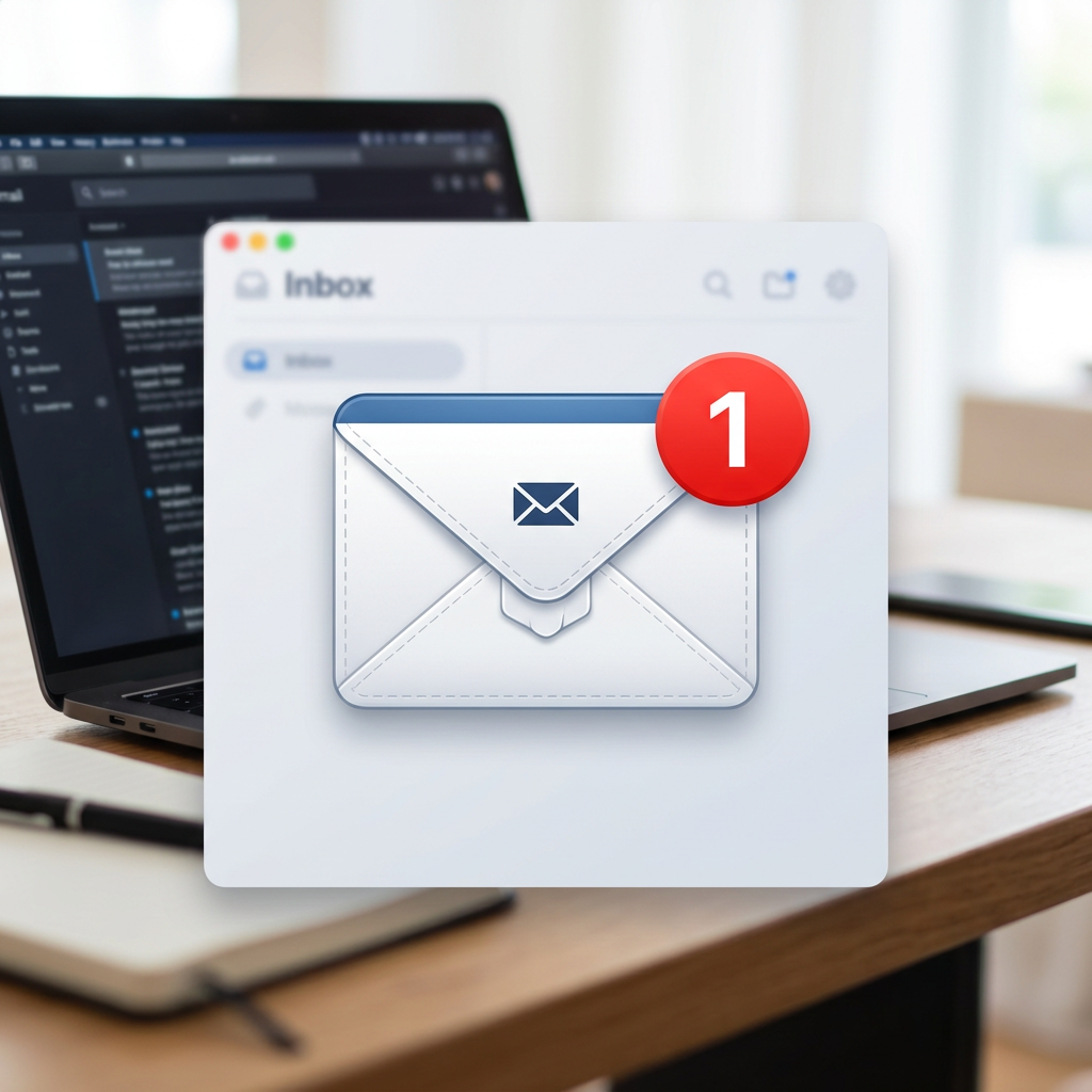 Envelope icon with a red notification badge showing number 1